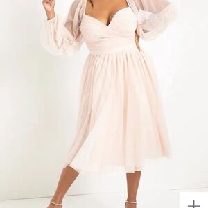 Eloquii x Nabela Noor Tiered Blush Puff Sleeve Dress